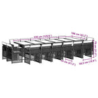 17-tlg. Garten-Essgruppe mit Kissen Grau Poly Rattan