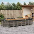 17-tlg. Garten-Essgruppe mit Kissen Grau Poly Rattan