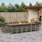 17-tlg. Garten-Essgruppe mit Kissen Grau Poly Rattan