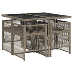 5-tlg. Garten-Essgruppe mit Kissen Grau Poly Rattan