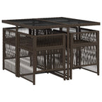 5-tlg. Garten-Essgruppe mit Kissen Braun Poly Rattan