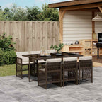 7-tlg. Garten-Essgruppe mit Kissen Braun Poly Rattan