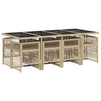 9-tlg. Garten-Essgruppe mit Kissen Beige Poly Rattan