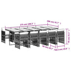 11-tlg. Garten-Essgruppe mit Kissen Grau Poly Rattan