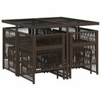 9-tlg. Garten-Essgruppe mit Kissen Braun Poly Rattan