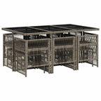 11-tlg. Garten-Essgruppe mit Kissen Grau Poly Rattan