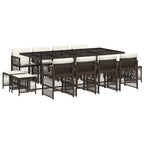 13-tlg. Garten-Essgruppe mit Kissen Braun Poly Rattan