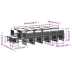 15-tlg. Garten-Essgruppe mit Kissen Schwarz Poly Rattan