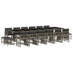 17-tlg. Garten-Essgruppe mit Kissen Grau Poly Rattan