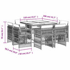 9-tlg. Garten-Essgruppe mit Kissen Schwarz Poly Rattan