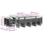 13-tlg. Garten-Essgruppe mit Kissen Schwarz Poly Rattan