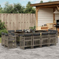 13-tlg. Garten-Essgruppe mit Kissen Grau Poly Rattan