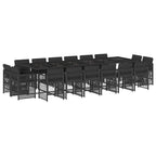 17-tlg. Garten-Essgruppe mit Kissen Schwarz Poly Rattan