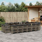 17-tlg. Garten-Essgruppe mit Kissen Grau Poly Rattan