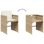 7-tlg. Garten-Essgruppe mit Kissen Beige Poly Rattan