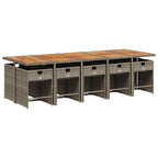 11-tlg. Garten-Essgruppe mit Kissen Grau Poly Rattan