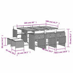 11-tlg. Garten-Essgruppe mit Kissen Schwarz Poly Rattan