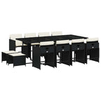 13-tlg. Garten-Essgruppe mit Kissen Schwarz Poly Rattan