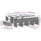 13-tlg. Garten-Essgruppe mit Kissen Schwarz Poly Rattan