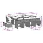 13-tlg. Garten-Essgruppe mit Kissen Schwarz Poly Rattan