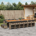 17-tlg. Garten-Essgruppe mit Kissen Grau Poly Rattan