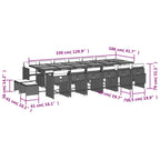 17-tlg. Garten-Essgruppe mit Kissen Schwarz Poly Rattan