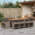 13-tlg. Garten-Essgruppe mit Kissen Grau Poly Rattan