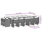 15-tlg. Garten-Essgruppe mit Kissen Schwarz Poly Rattan