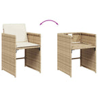 17-tlg. Garten-Essgruppe mit Kissen Beige Poly Rattan