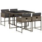 5-tlg. Garten-Essgruppe mit Kissen Grau Poly Rattan