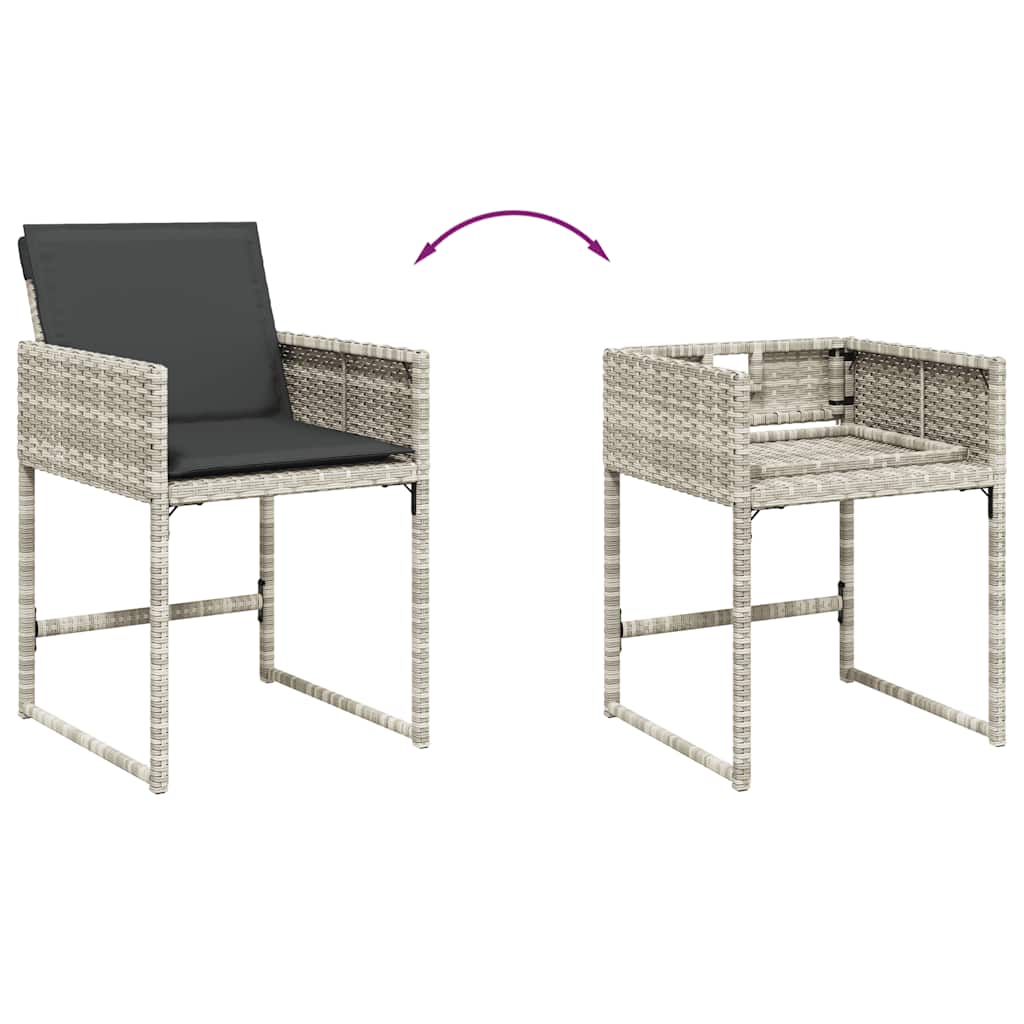 5-tlg. Garten-Essgruppe mit Kissen Hellgrau Poly Rattan