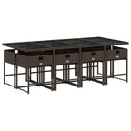 9-tlg. Garten-Essgruppe mit Kissen Braun Poly Rattan