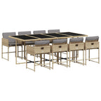 9-tlg. Garten-Essgruppe mit Kissen Beigemischung Poly Rattan