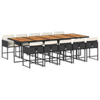 11-tlg. Garten-Essgruppe mit Kissen Schwarz Poly Rattan
