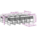 11-tlg. Garten-Essgruppe mit Kissen Schwarz Poly Rattan