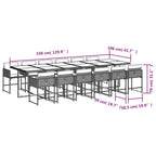 13-tlg. Garten-Essgruppe mit Kissen Braun Poly Rattan