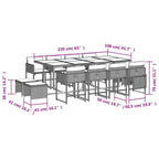 13-tlg. Garten-Essgruppe mit Kissen Braun Poly Rattan