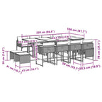 13-tlg. Garten-Essgruppe mit Kissen Grau Poly Rattan