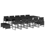 15-tlg. Garten-Essgruppe mit Kissen Schwarz Poly Rattan