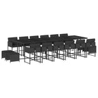 17-tlg. Garten-Essgruppe mit Kissen Schwarz Poly Rattan