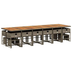 17-tlg. Garten-Essgruppe mit Kissen Grau Poly Rattan