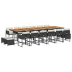 17-tlg. Garten-Essgruppe mit Kissen Schwarz Poly Rattan