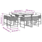 9-tlg. Garten-Essgruppe mit Kissen Braun Poly Rattan