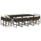 13-tlg. Garten-Essgruppe mit Kissen Braun Poly Rattan