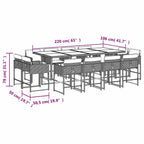 13-tlg. Garten-Essgruppe mit Kissen Beigemischung Poly Rattan