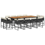 13-tlg. Garten-Essgruppe mit Kissen Schwarz Poly Rattan