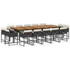 15-tlg. Garten-Essgruppe mit Kissen Schwarz Poly Rattan