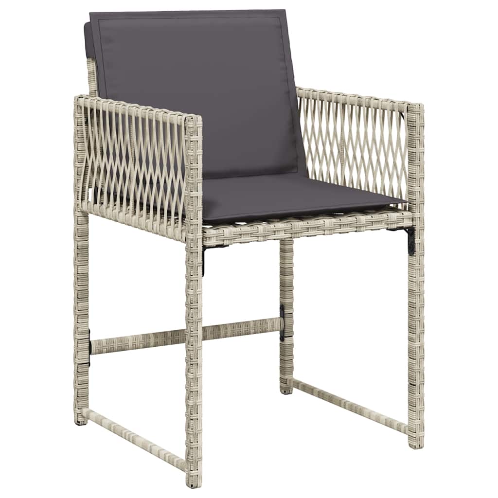 5-tlg. Garten-Essgruppe mit Kissen Hellgrau Poly Rattan