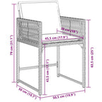 7-tlg. Garten-Essgruppe mit Kissen Braun Poly Rattan