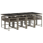 9-tlg. Garten-Essgruppe mit Kissen Grau Poly Rattan